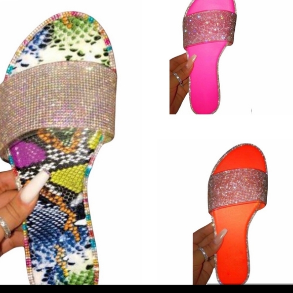❤️❤️ Neon Pink✨️✨️ Blingy Slip in Sandal Summer ready - Picture 3 of 5